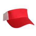 Brushed Cotton Twill Visor with Athletic Mesh Back (Red/White)
